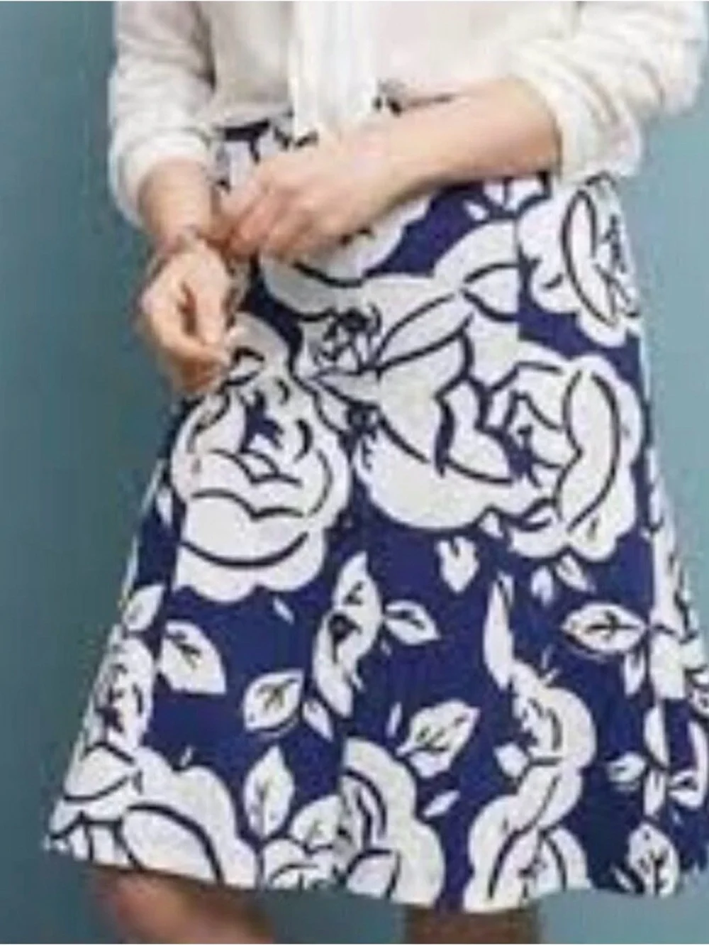 Maeve by Anthropologie Navy & White Floral Button-Front Women's Dress